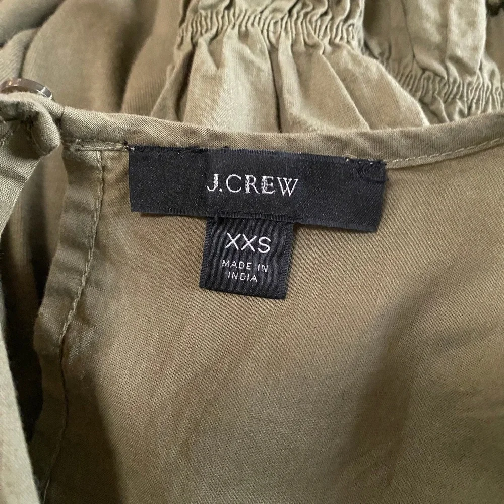 J. Crew Puff‎ Sleeve Woven Lace Top Olive Green XXS